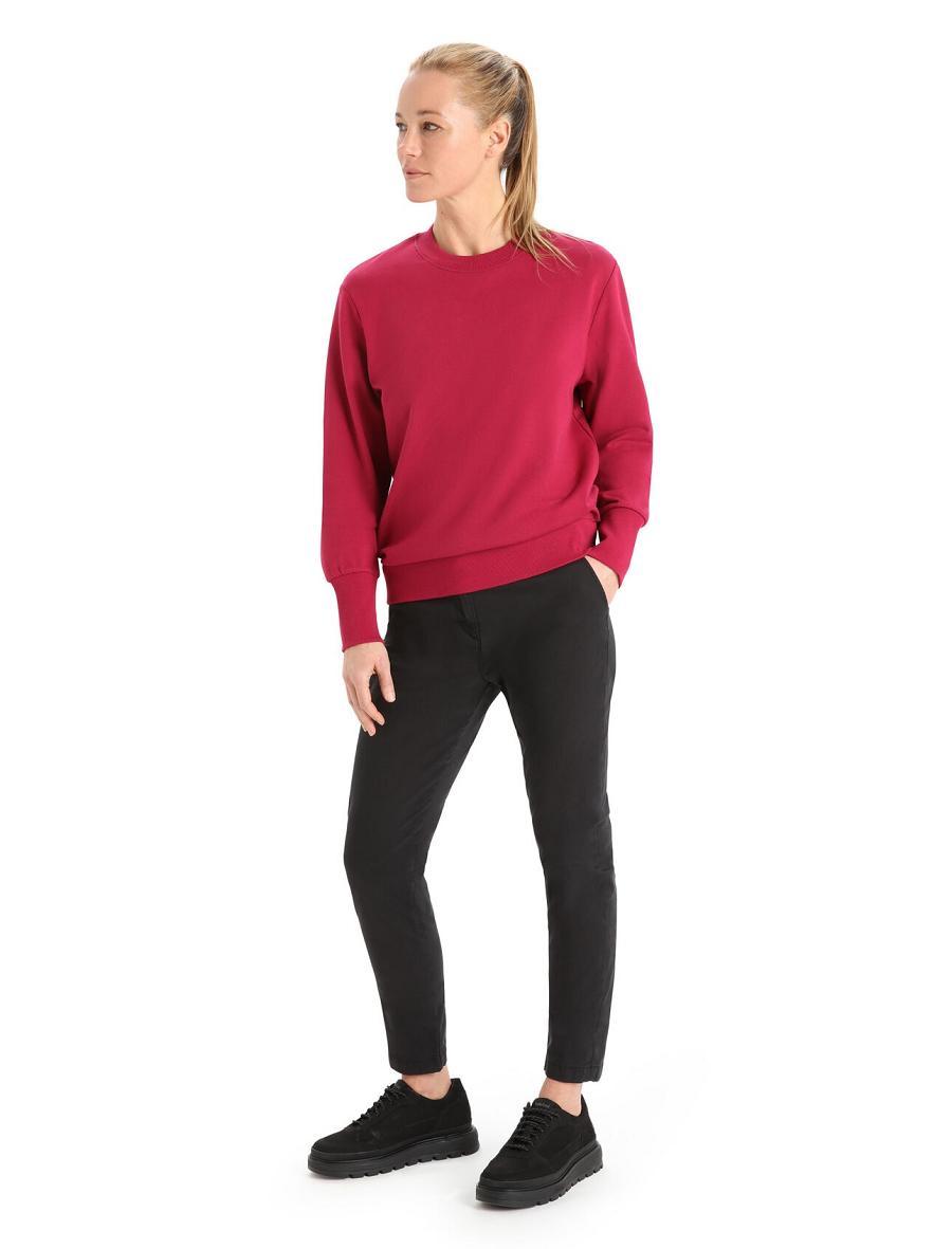 Women's Icebreaker Merino Central II Long Sleeve Sweatshirts Cherry | CA 1329DFMN